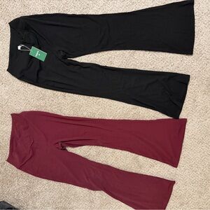 HALARA crossover high waisted pocket waffle casual flare pants